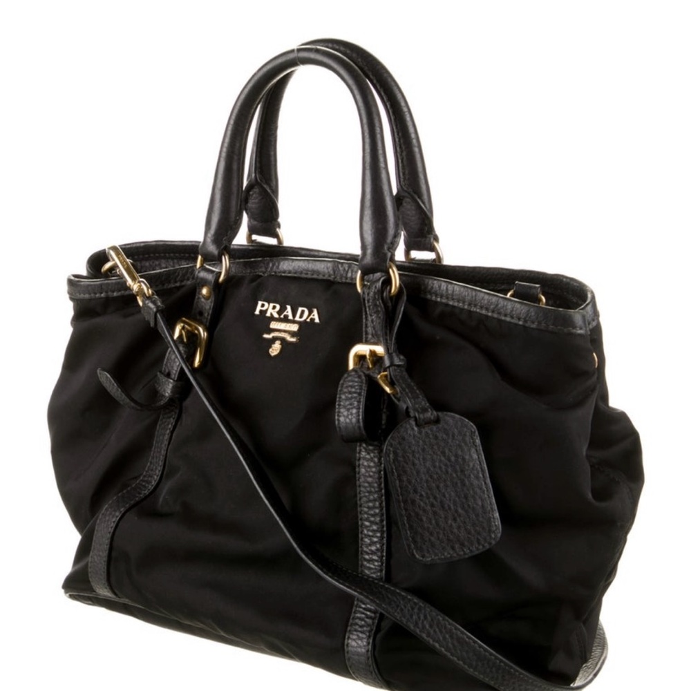 Prada Leather-Trim Tessuto Handle Bag - Picture 3 of 7